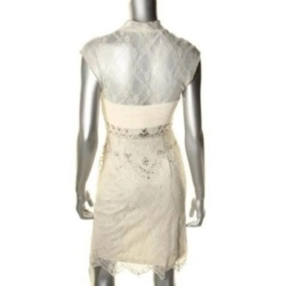 SUE WONG NEW Ivory Lace Beaded Party Cocktail Dress 4 GORGEOUS NWT $574 - Picture 3 of 4